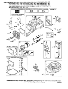 Cylinder/Crankshaft/Sump Diagram and Parts List for 125K00 0005-3711 Briggs and Stratton Engine